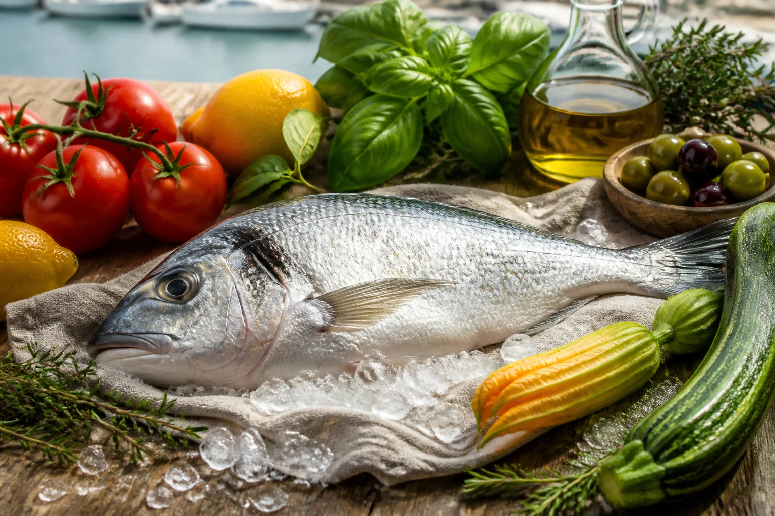 Poisson frais juste pêché avec produits locaux niçois